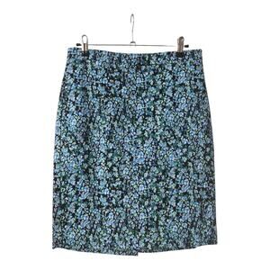 J. Crew Skirt Size 6 Floral Kick Slit Back Zip Lined
